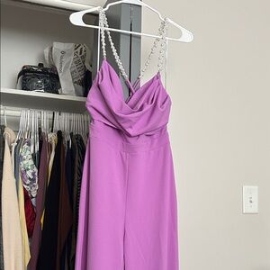 Symphony Purple Pearl Strap Jumpsuit